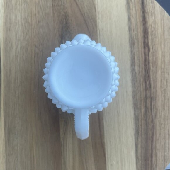Vtg Fenton Hobnail Milk Glass Creamer Scalloped Pitcher Retro Christmas Decor 4" - Picture 5 of 9